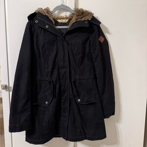 Hollister Women’s Black Parka Coat with Faux Fur Hood
